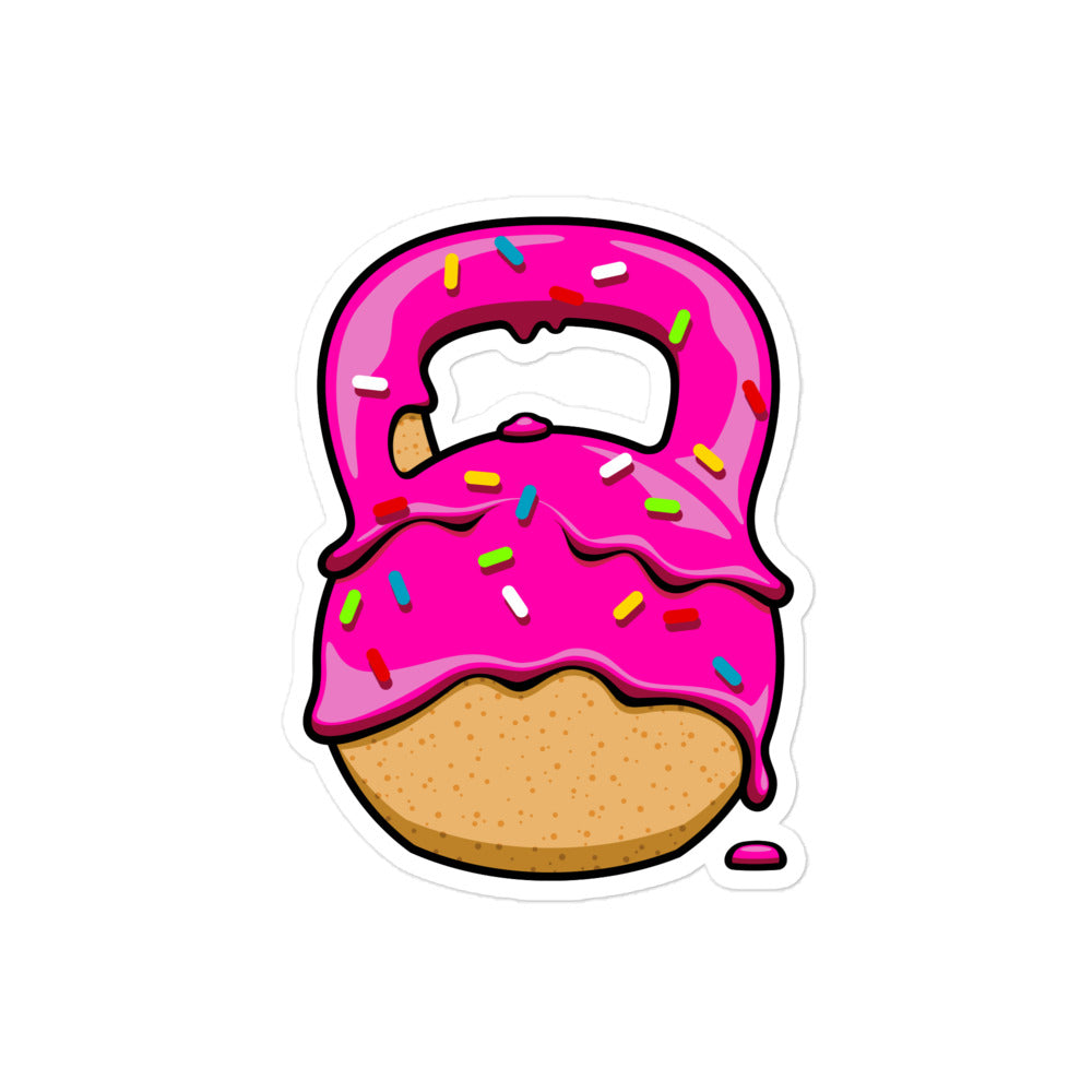 Pink-Glazed Donut With Sprinkles Kettlebell Design Sticker