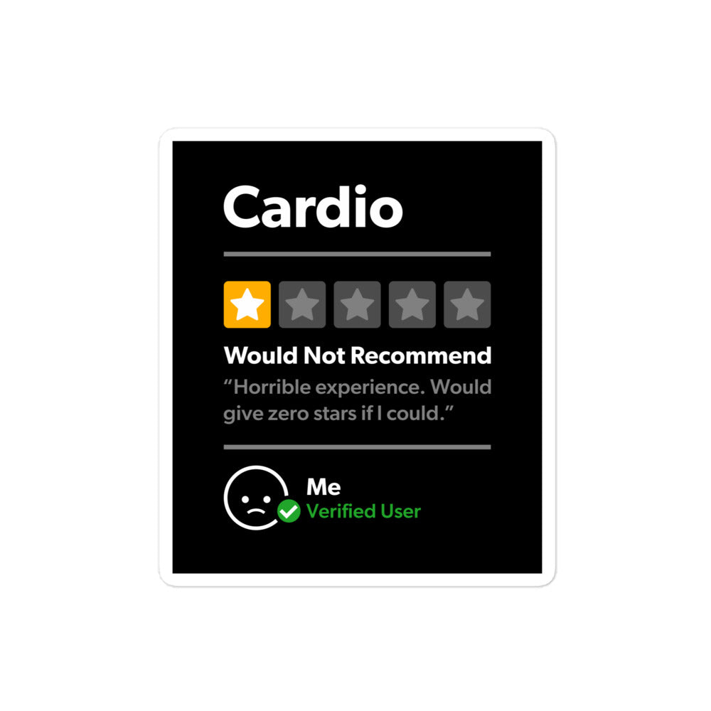 Cardio 1 Star Would Not Recommend Sticker
