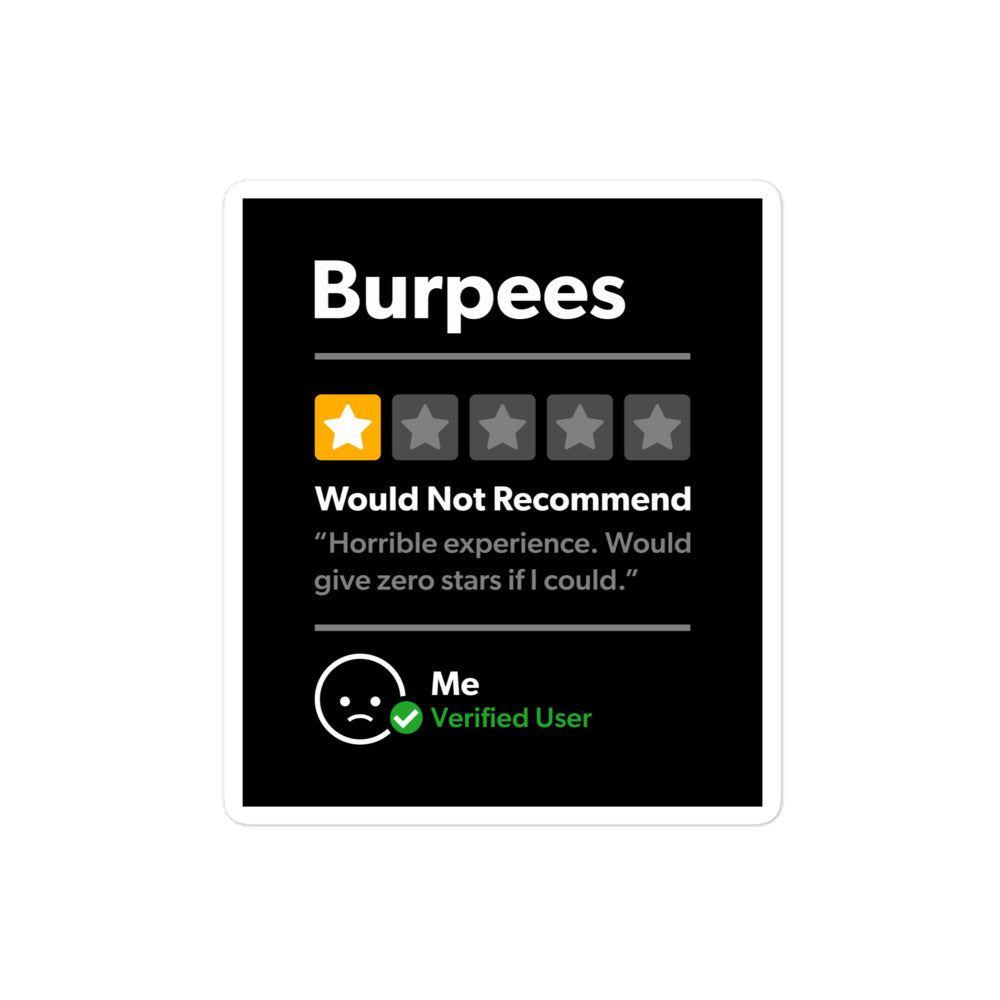 Burpees 1 Star Would Not Recommend Sticker