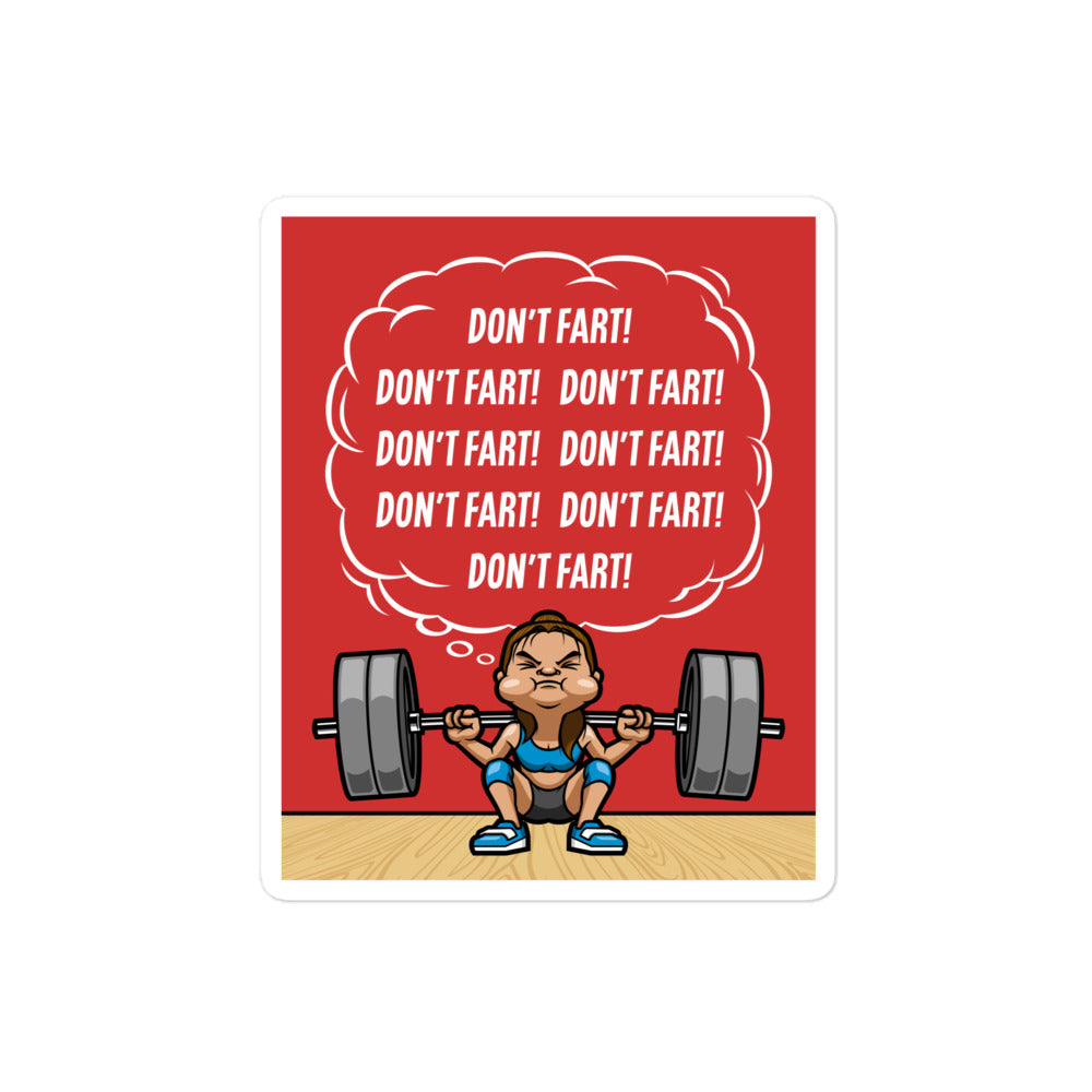 Don't Fart Squat Girl Sticker