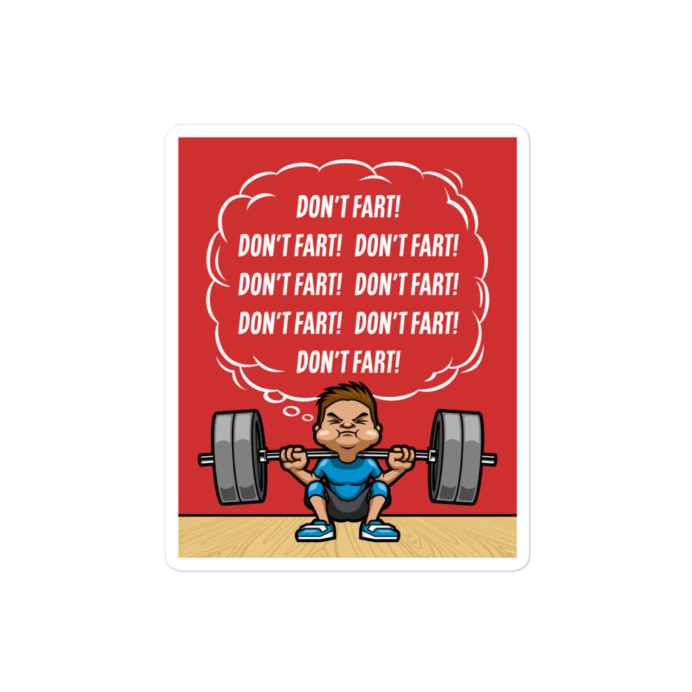 Don't Fart Squat Guy Sticker
