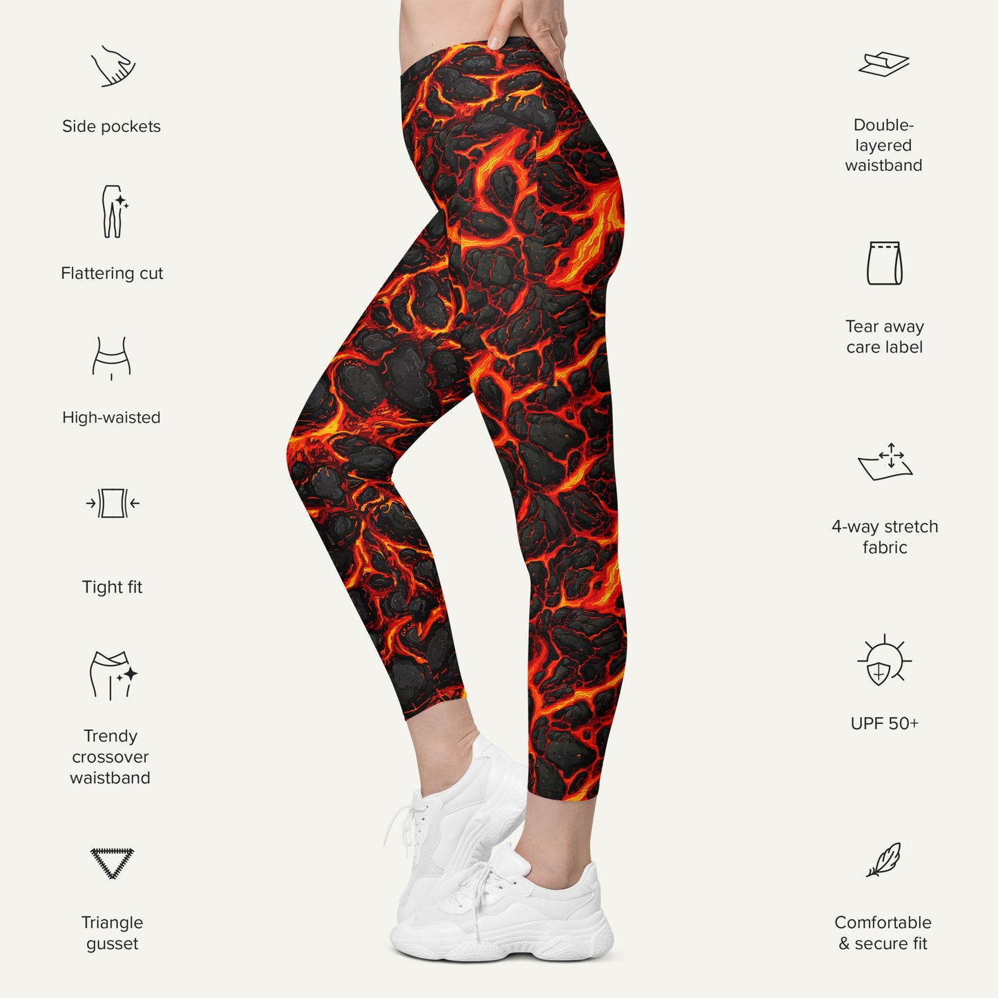 Lava Flow Crossover Leggings With Pockets