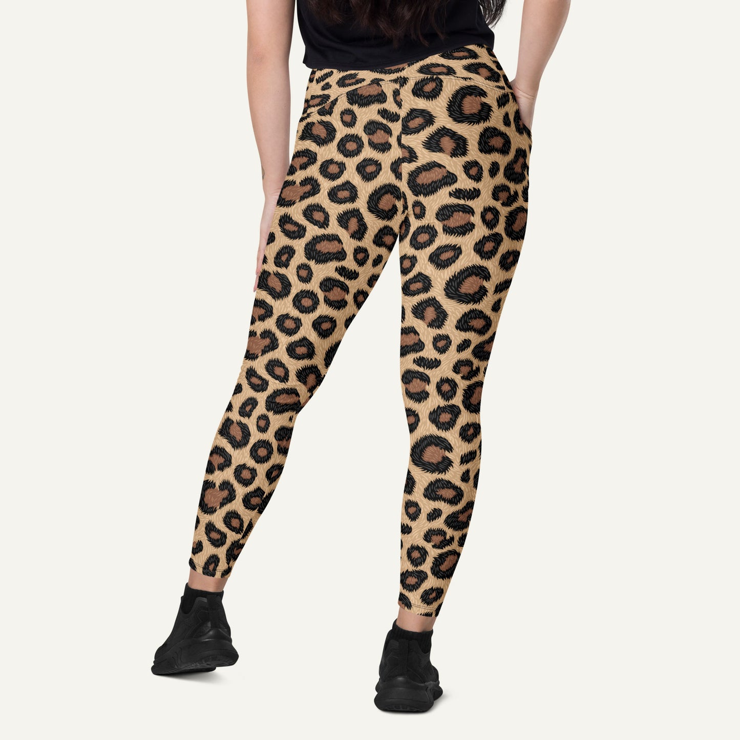 Leopard Print Crossover Pocket Leggings