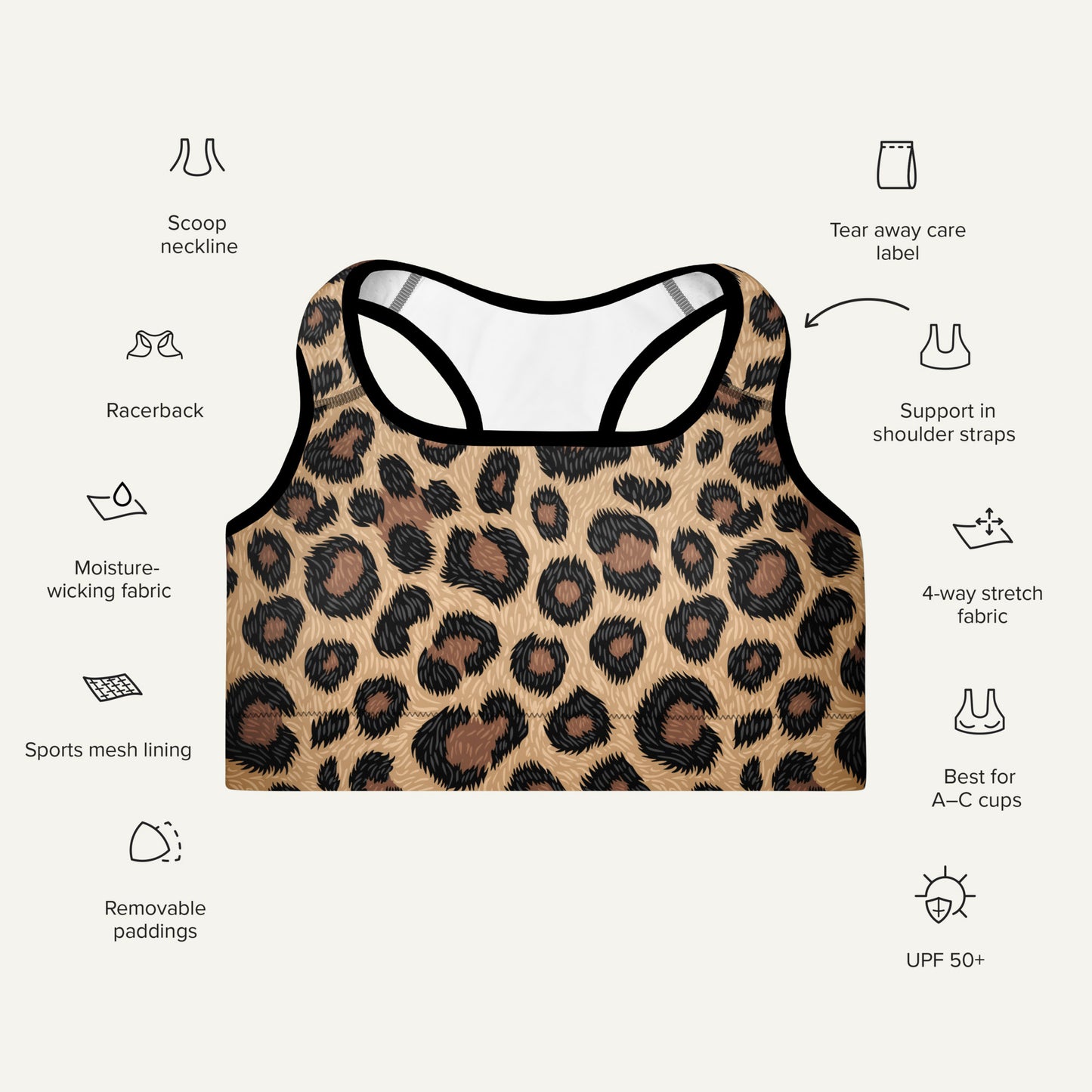 Leopard Print Padded Sports Bra