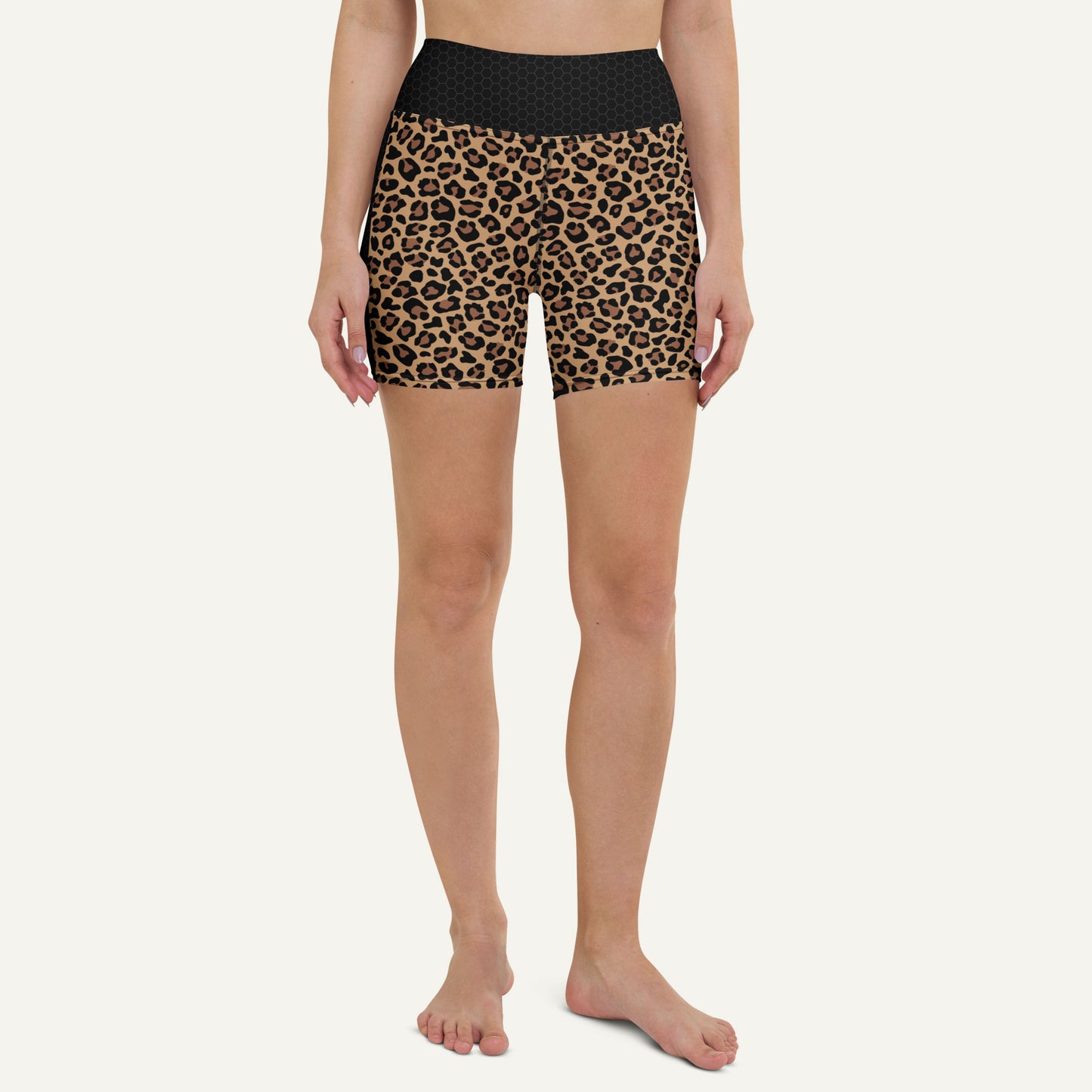 Leopard Print Side Stripe High-Waisted Shorts