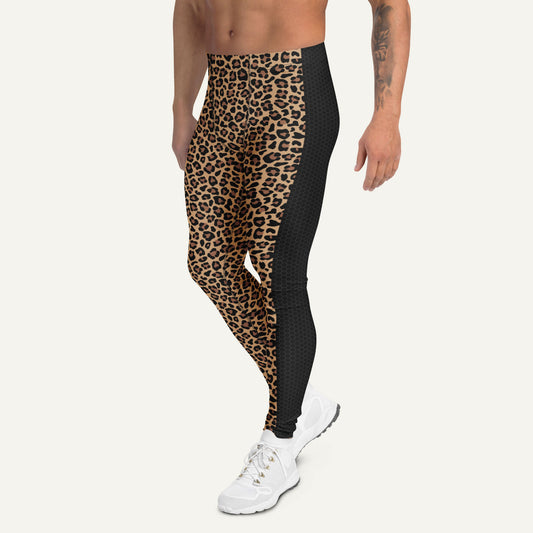 Leopard Print Side Stripe Men’s Leggings