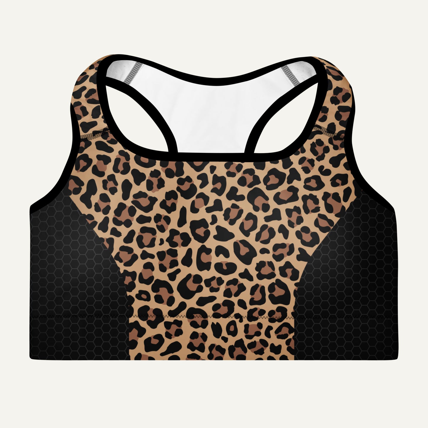 Leopard Print Side Stripe Padded Sports Bra