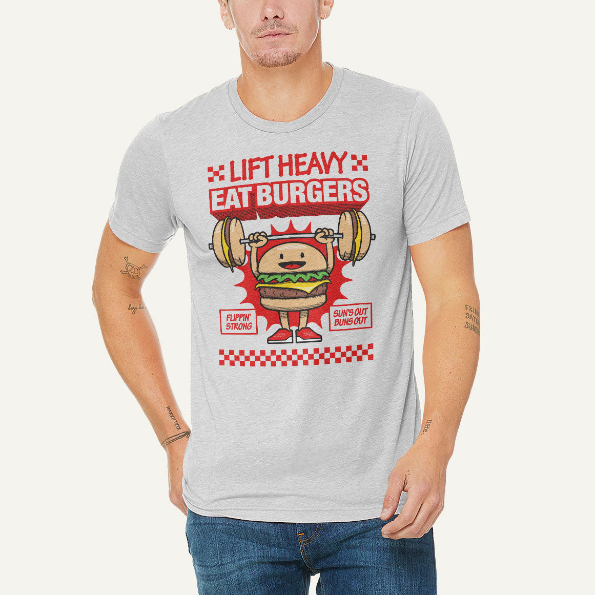 Lift Heavy Eat Burgers Men’s Triblend T-Shirt