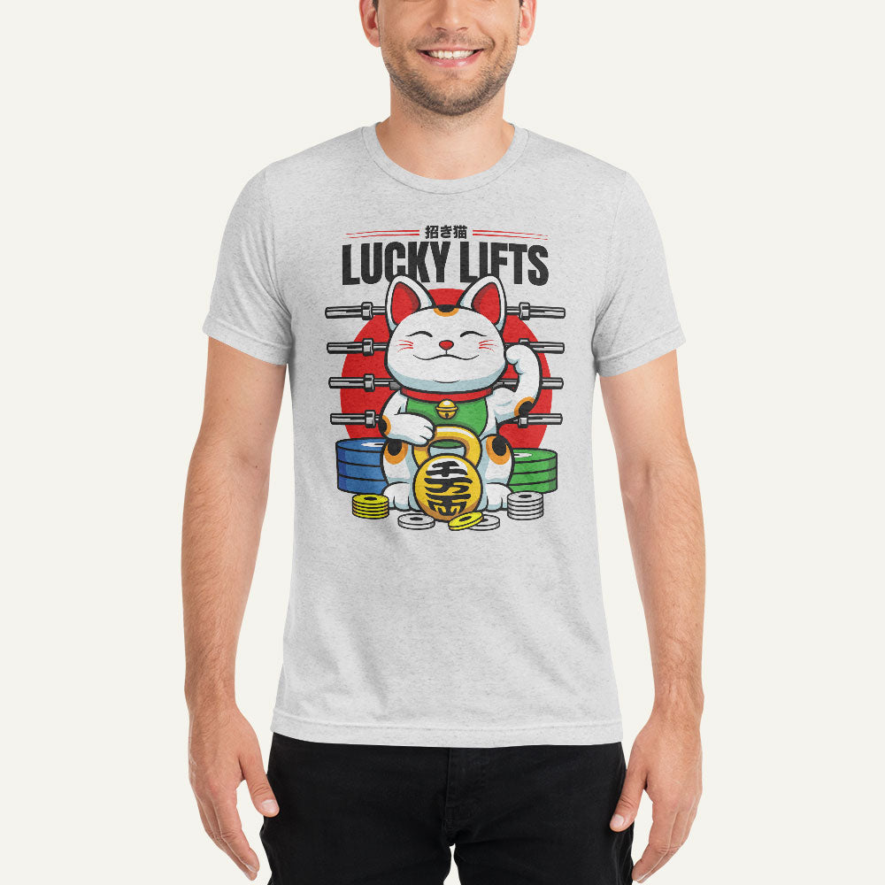 Lucky Cat Lucky Lifts Men’s Triblend T-Shirt