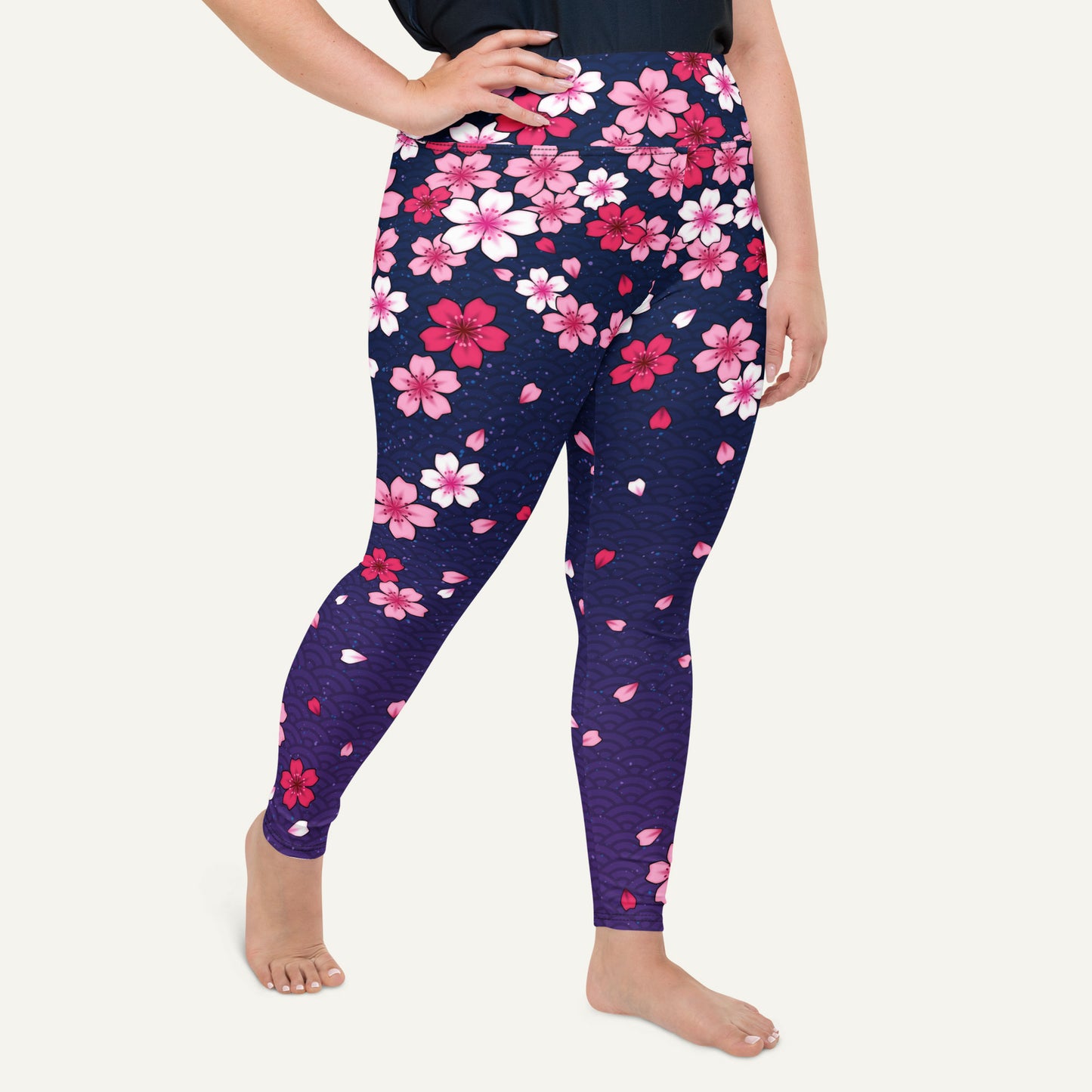 Midnight Sakura Plus Size Leggings