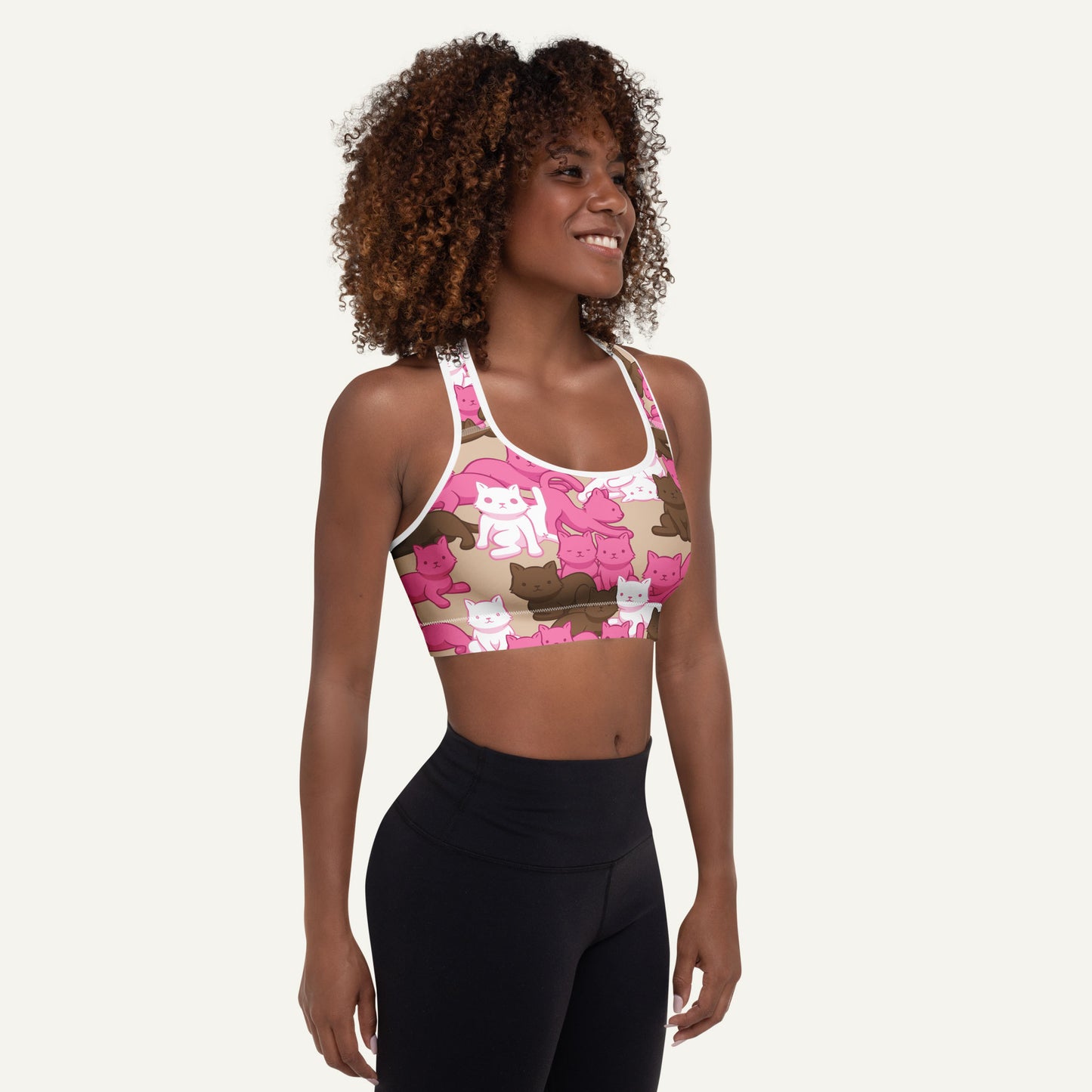 Mocha Blush Camo Cat Padded Sports Bra - Ministry of Sweat