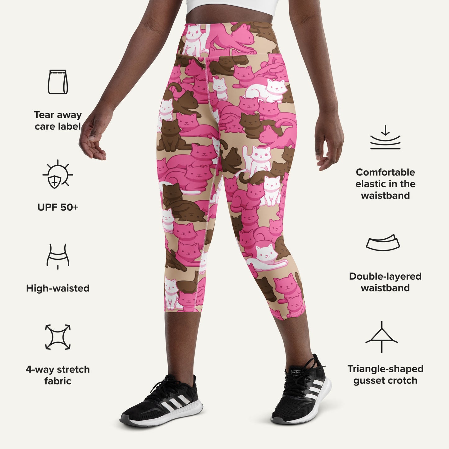 Mocha Blush Camo Cat High-Waisted Capri Leggings