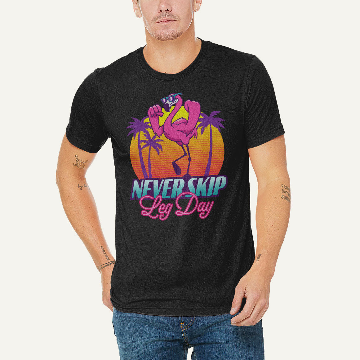 Never Skip Leg Day Flamingo Men’s Triblend T-Shirt