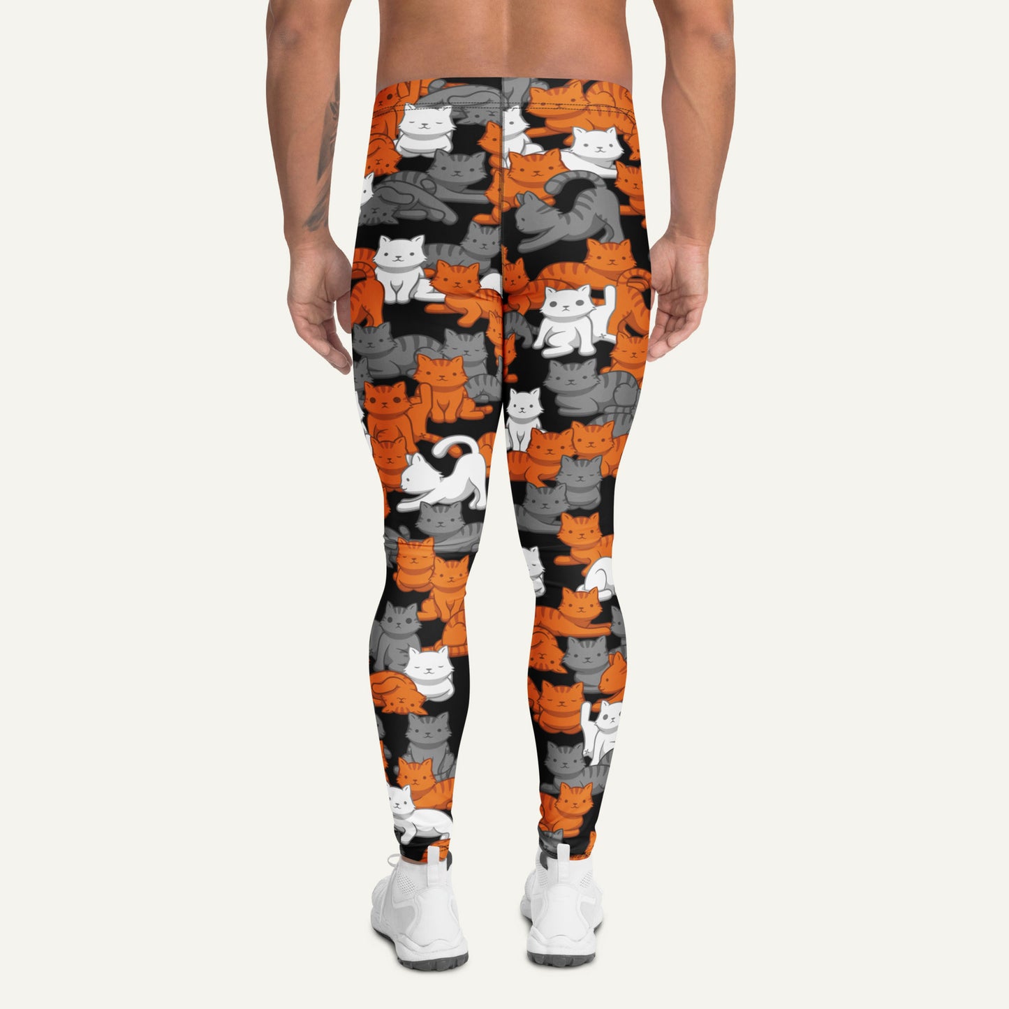 Orange Gray Tabby Camo Cat Men’s Leggings