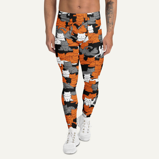 Orange Gray Tabby Camo Cat Men’s Leggings