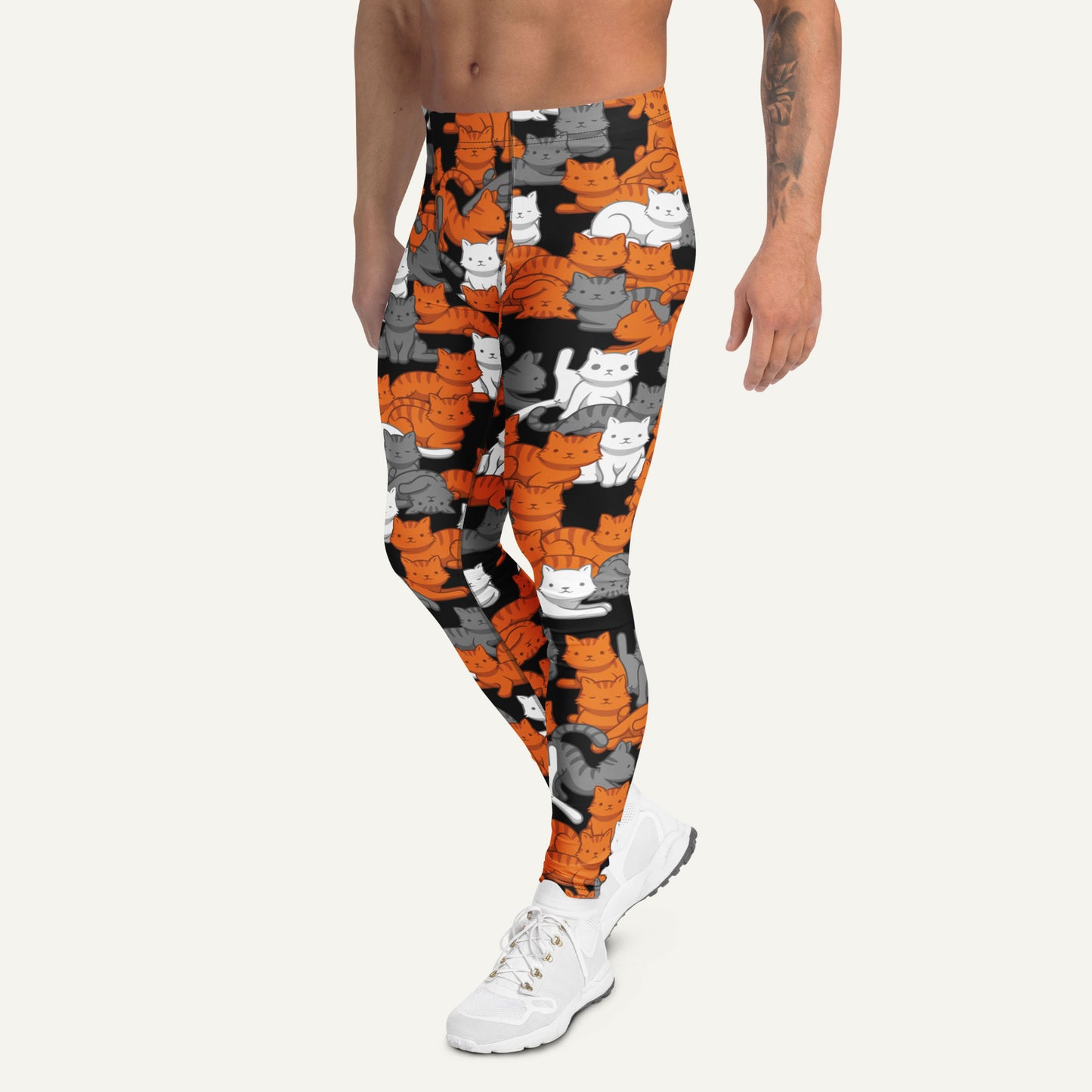 Orange Gray Tabby Camo Cat Men’s Leggings