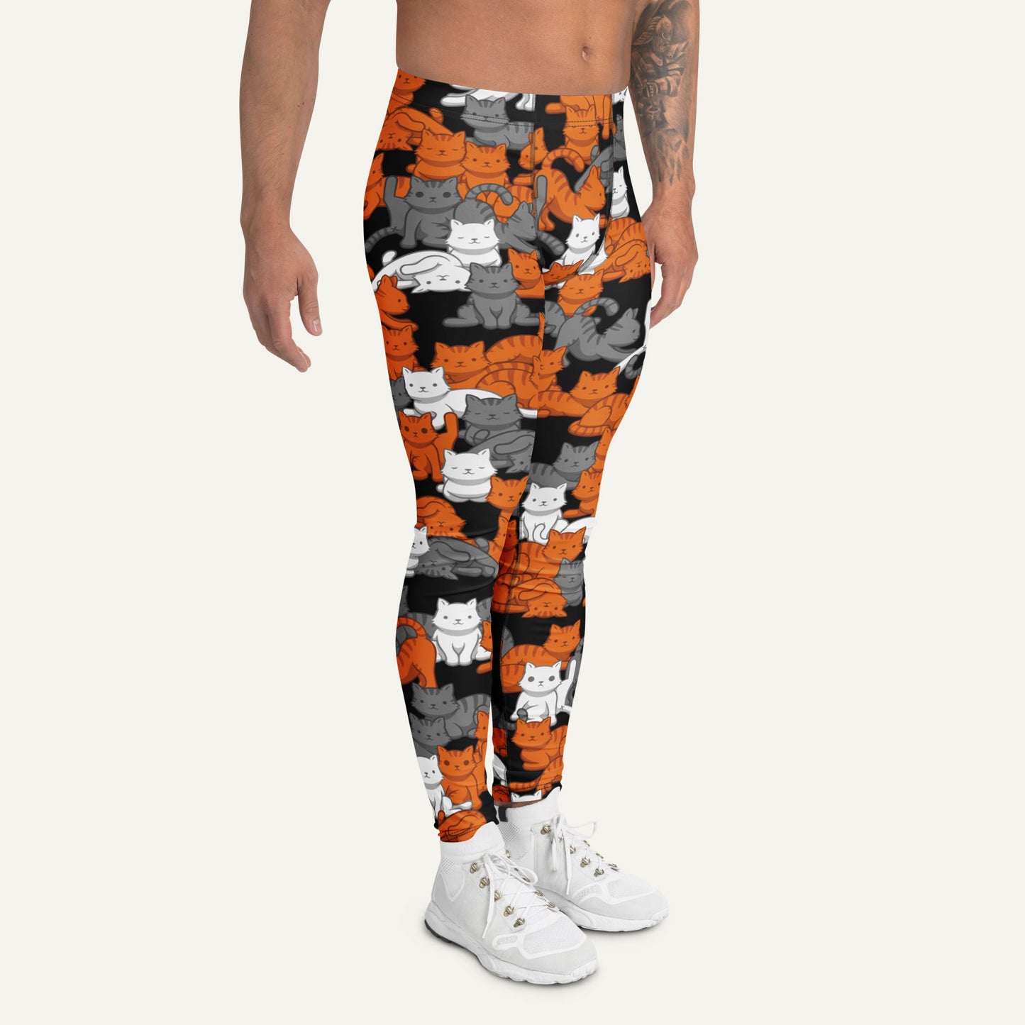 Orange Gray Tabby Camo Cat Men’s Leggings