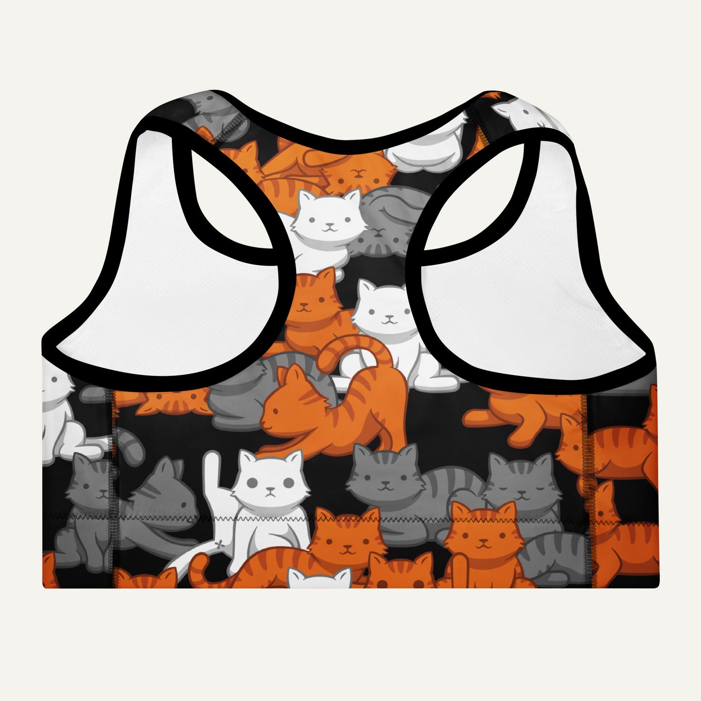 Orange Gray Tabby Camo Cat Padded Sports Bra