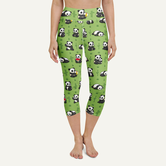 Panda Party High-Waisted Capri Leggings