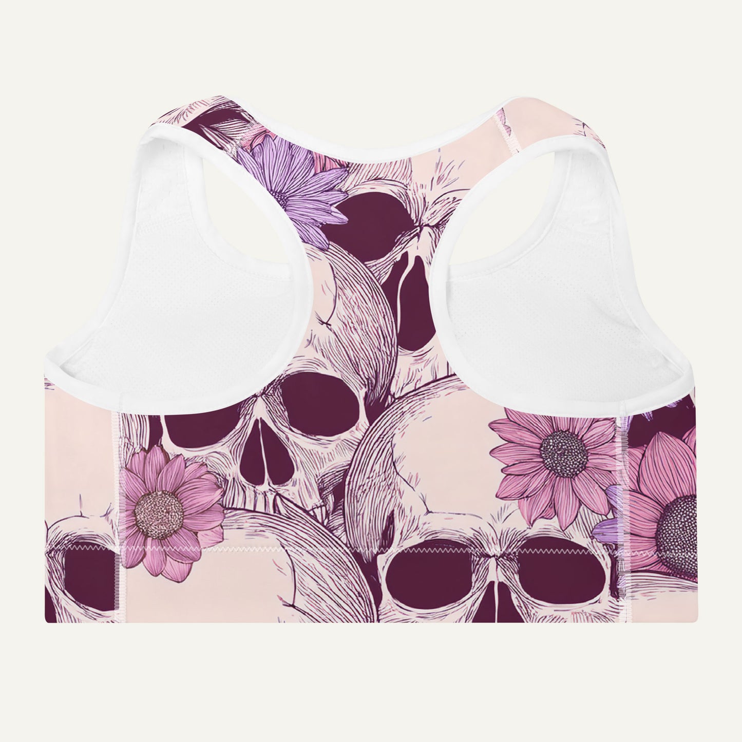 Pastel Floral Skulls Padded Sports Bra