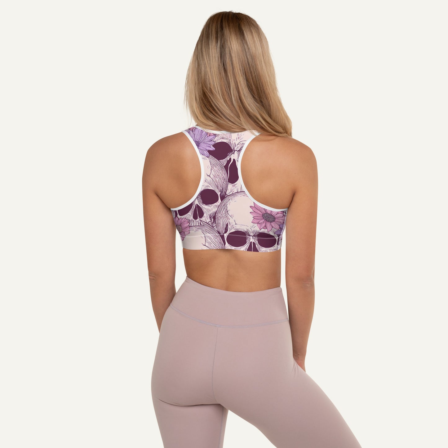Pastel Floral Skulls Padded Sports Bra