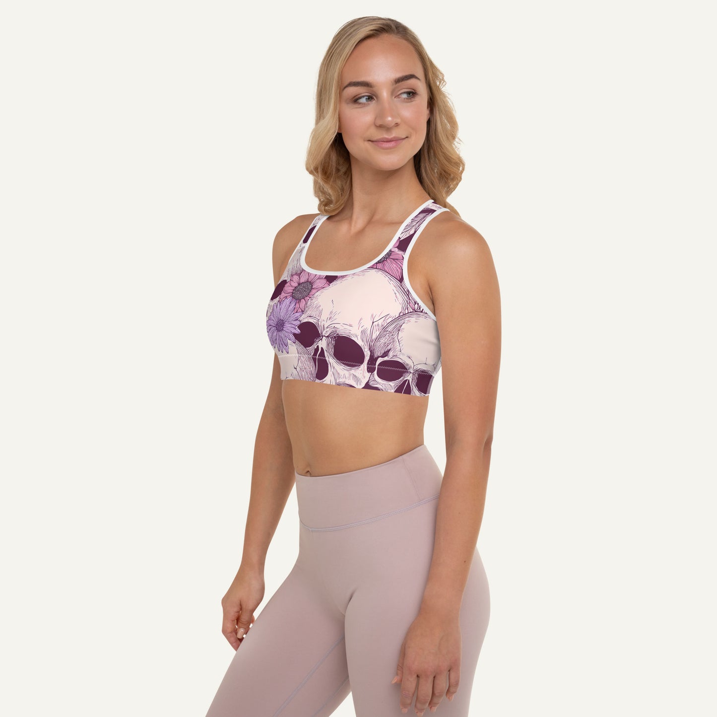Pastel Floral Skulls Padded Sports Bra