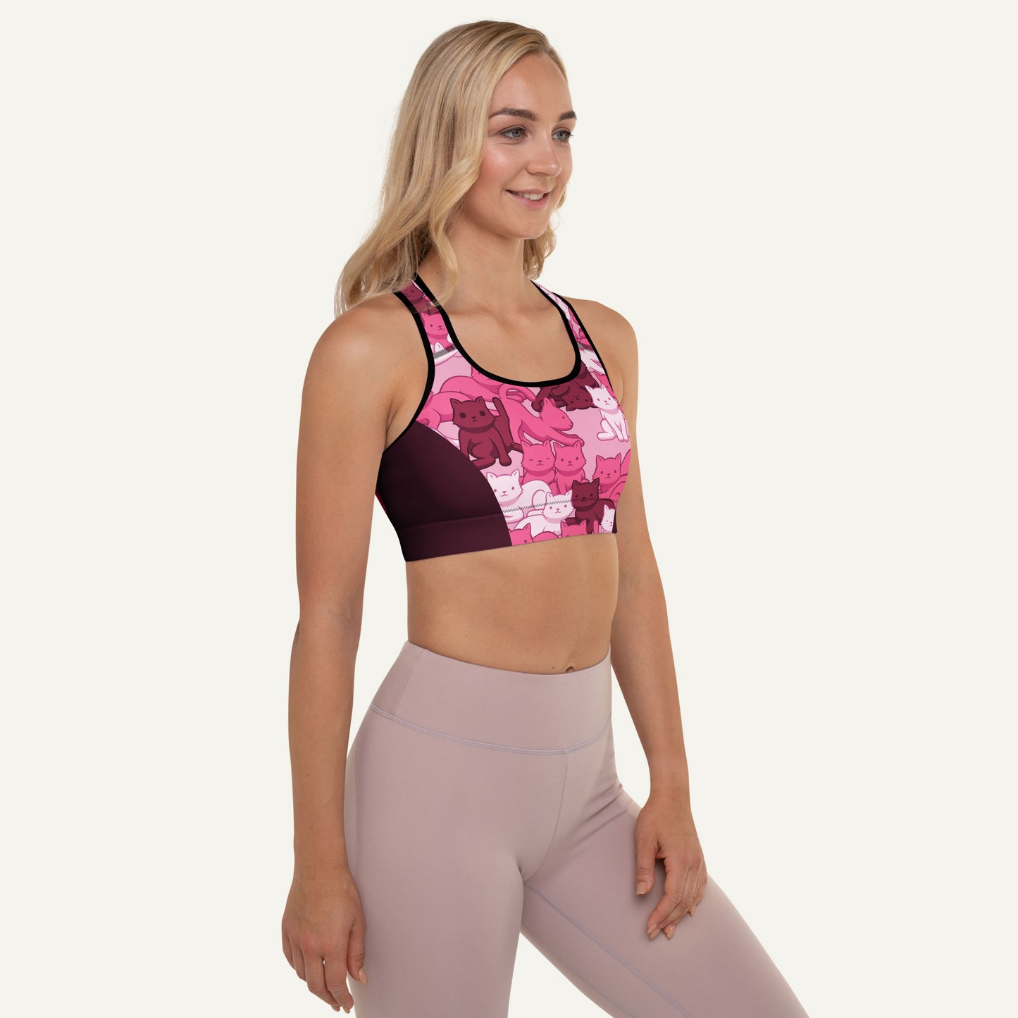 Pink Camo Cat Sport Padded Sports Bra