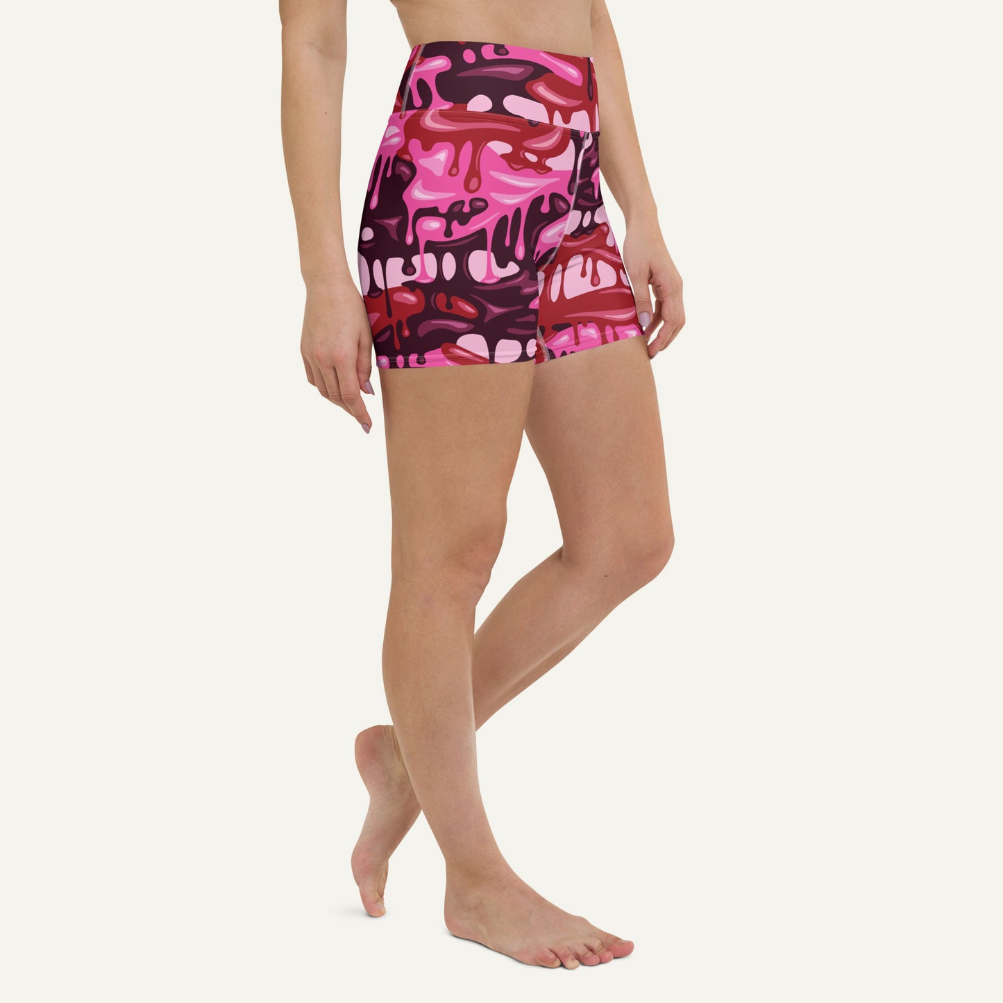 Pink Drip Camo High-Waisted Shorts