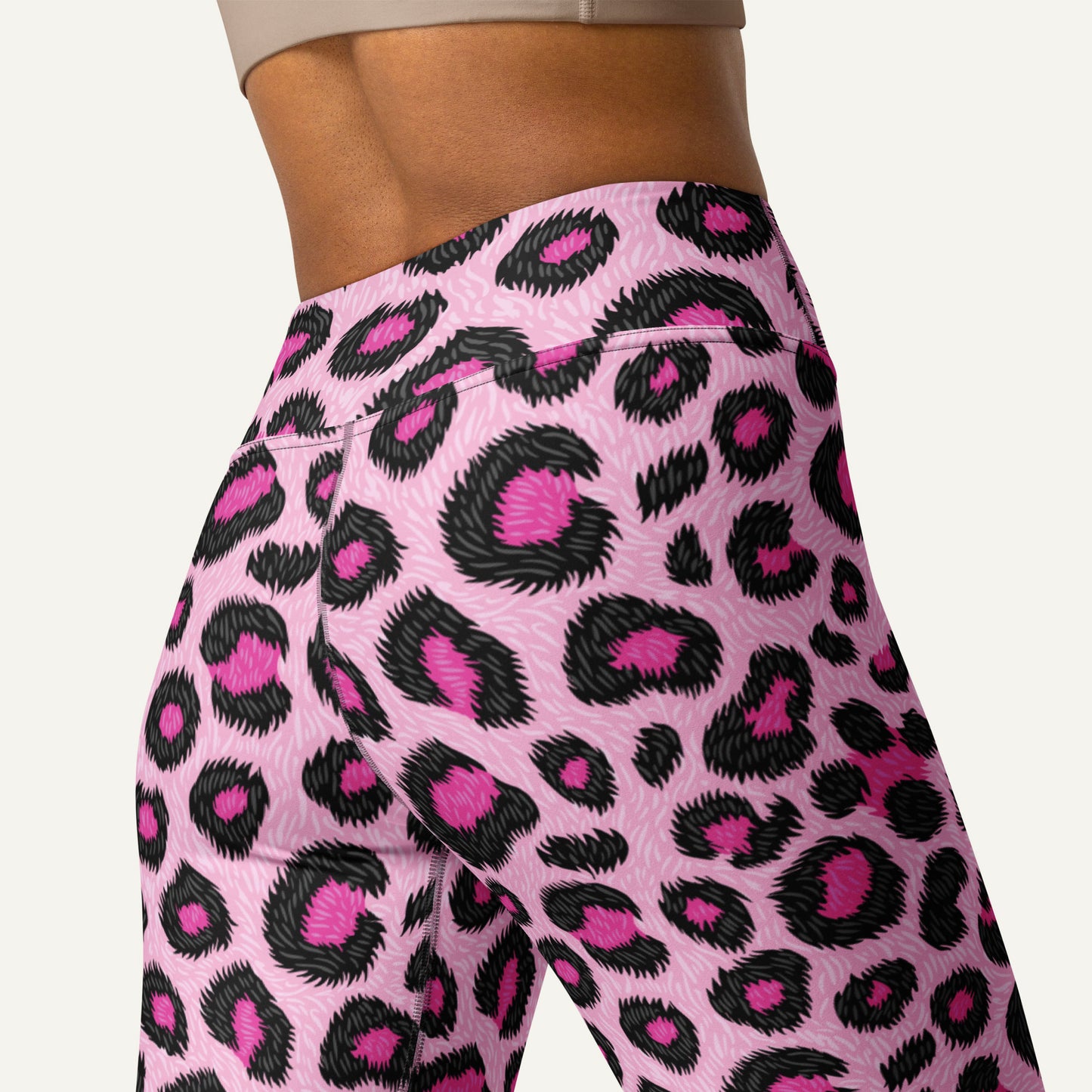 Pink Leopard Print High-Waisted Leggings