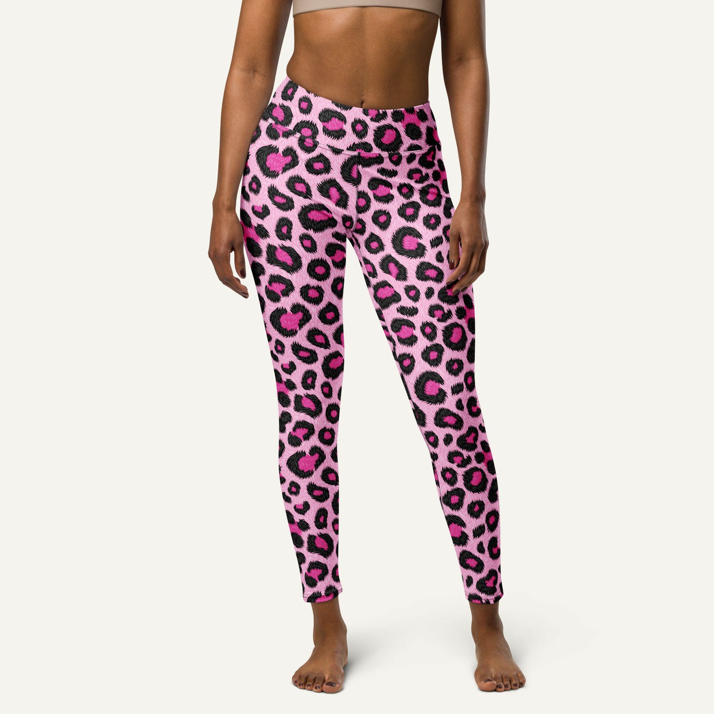 Pink Leopard Print High-Waisted Leggings