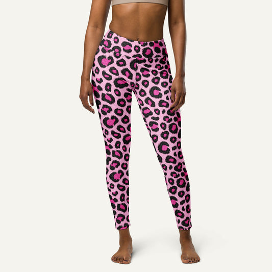 Pink Leopard Print High-Waisted Leggings