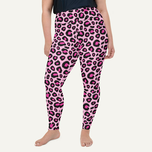 Pink Leopard Print Plus Size Leggings