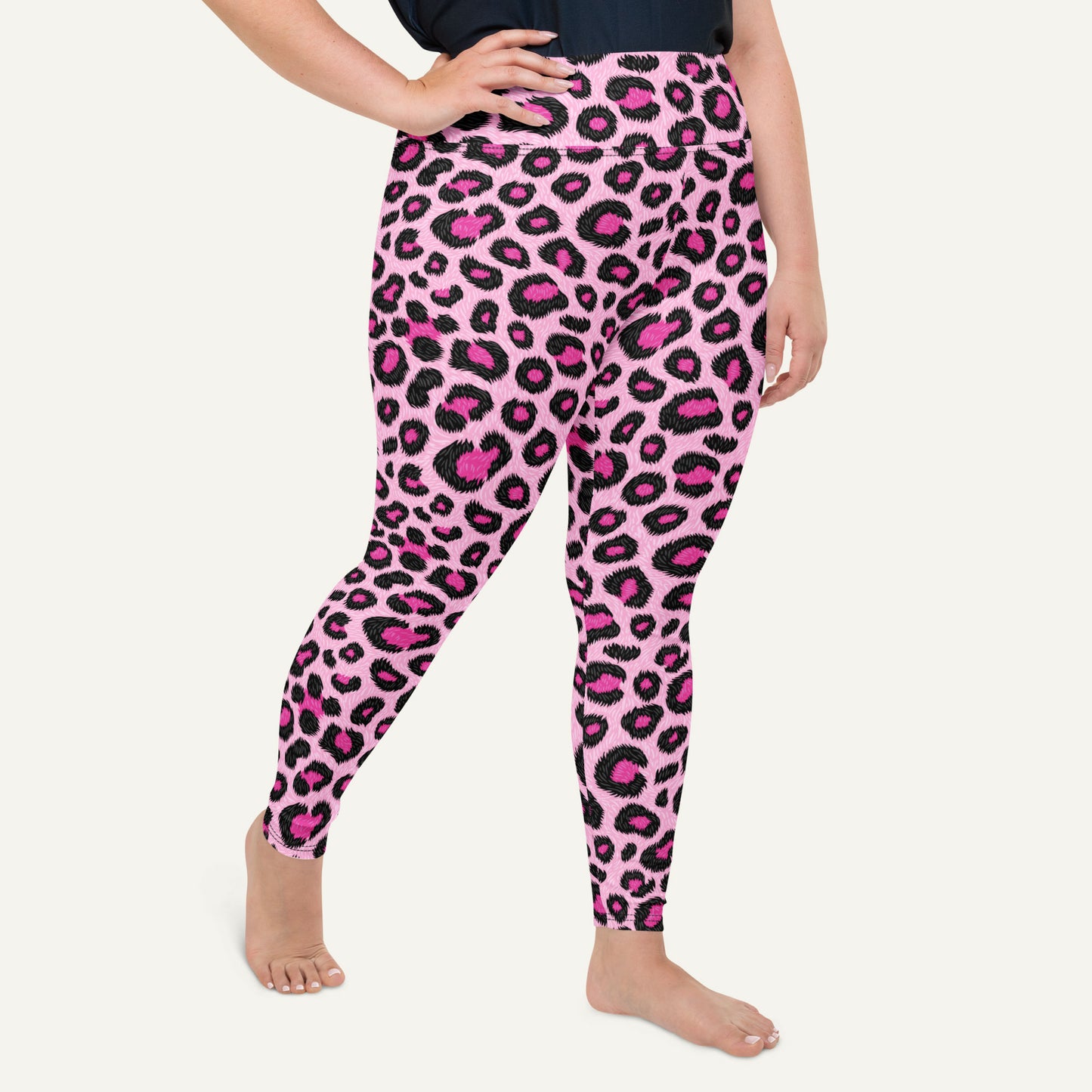 Pink Leopard Print Plus Size Leggings