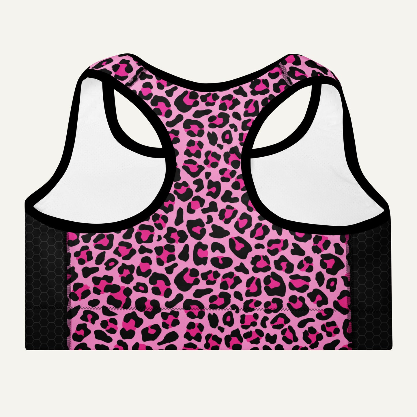Pink Leopard Print Side Stripe Padded Sports Bra