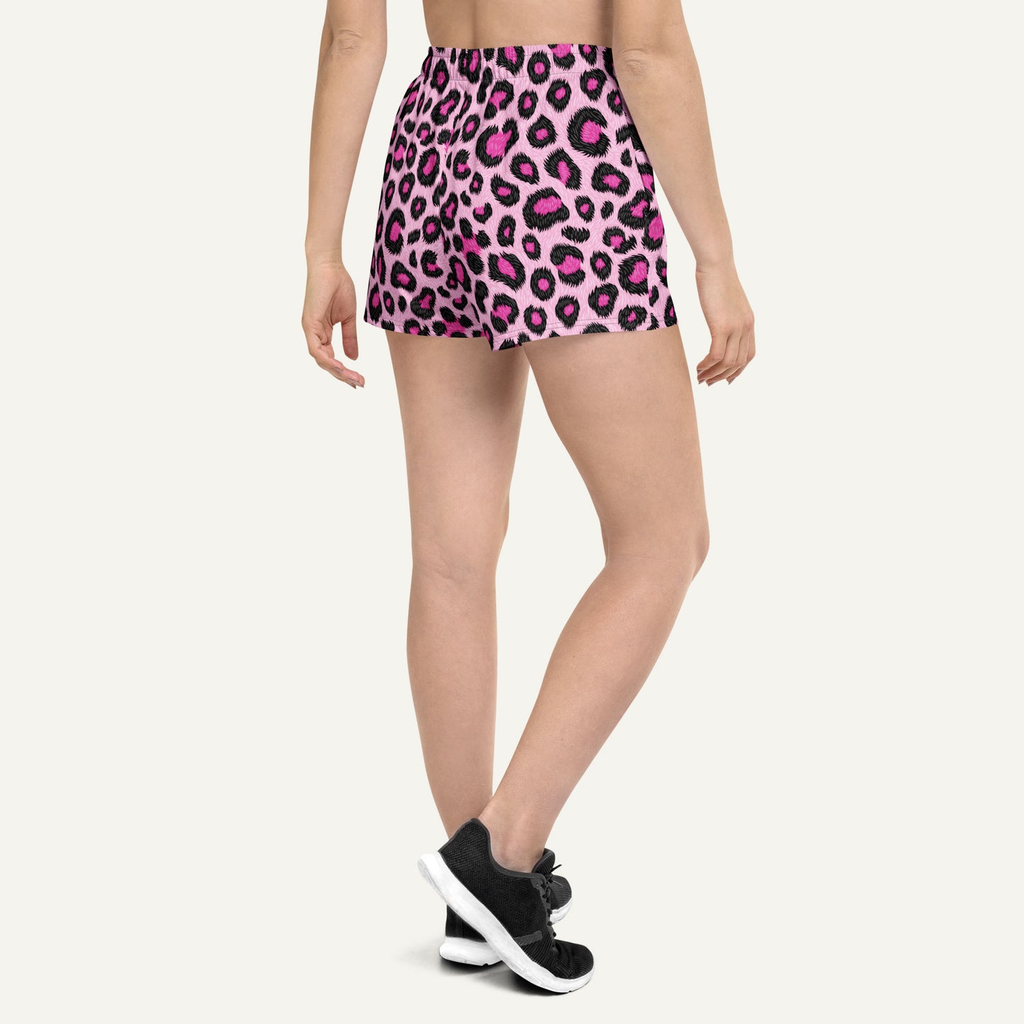Pink Leopard Print Women's Athletic Shorts