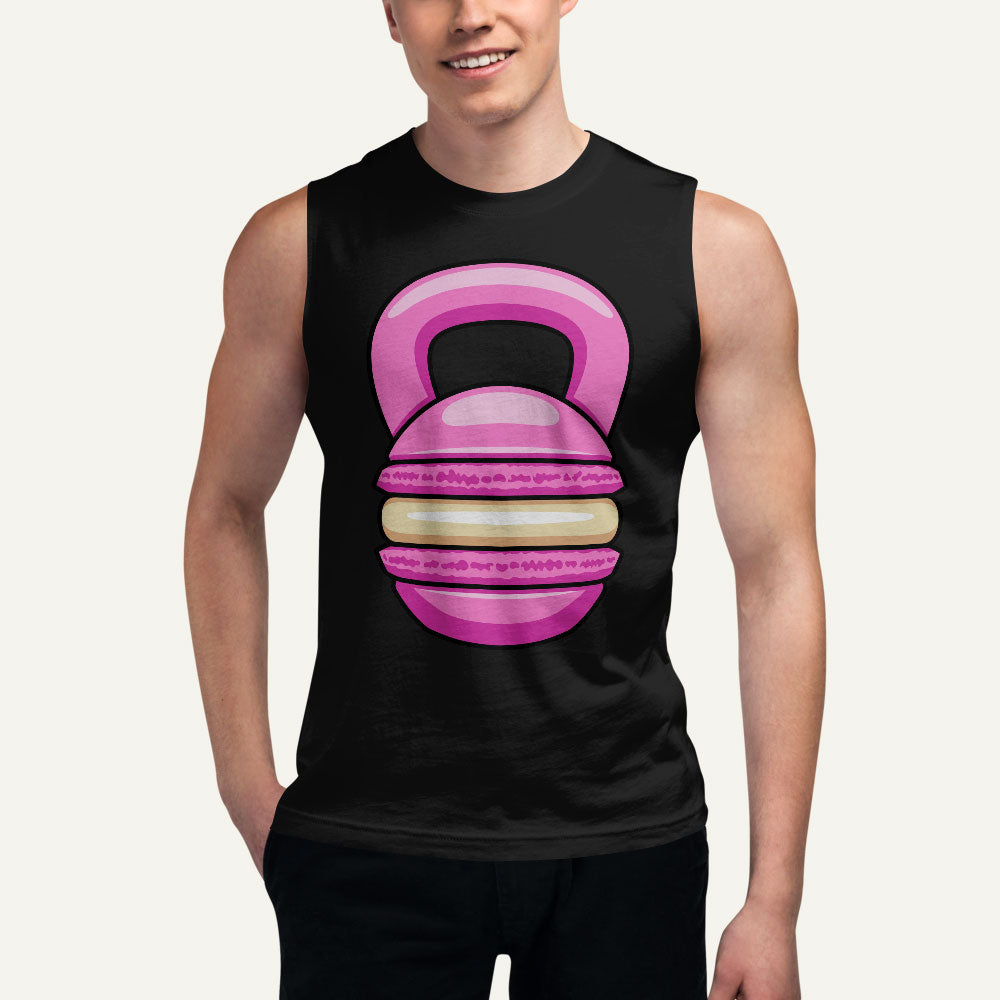 Pink Macaron Kettlebell Design Men’s Muscle Tank