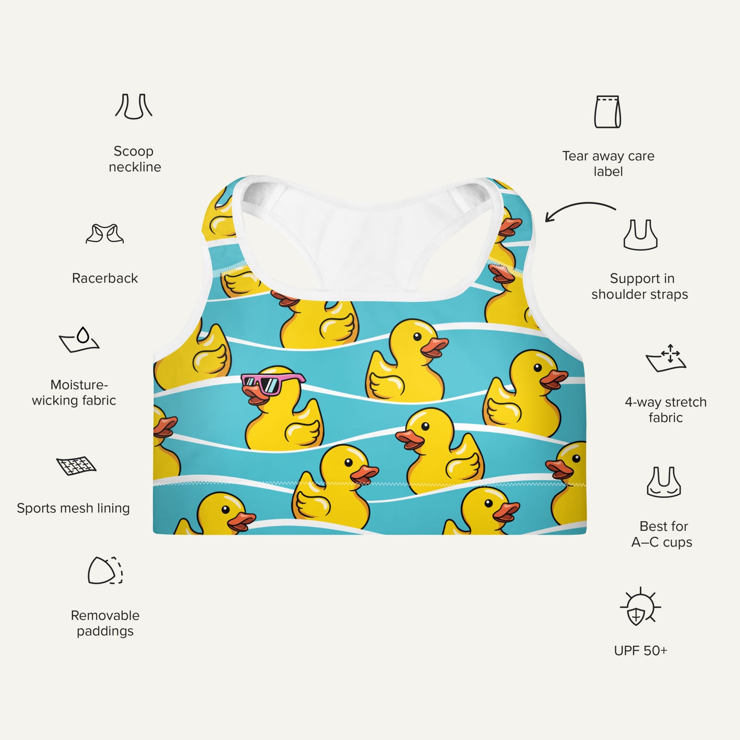 Rubber Ducky Padded Sports Bra