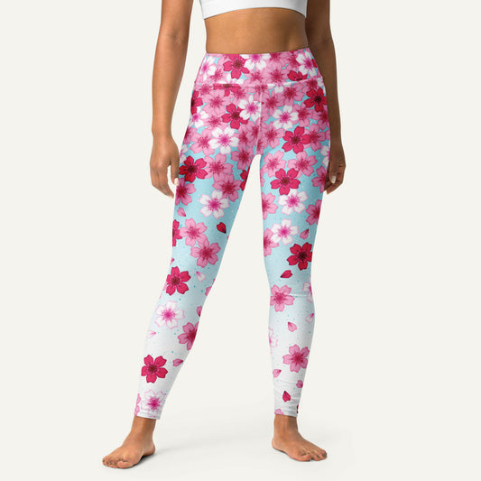 Sakura Cherry Blossoms High-Waisted Leggings