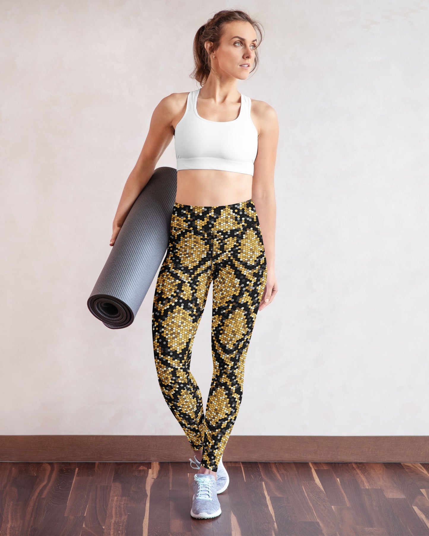 Gold Sequin Snakeskin High-Waisted Leggings