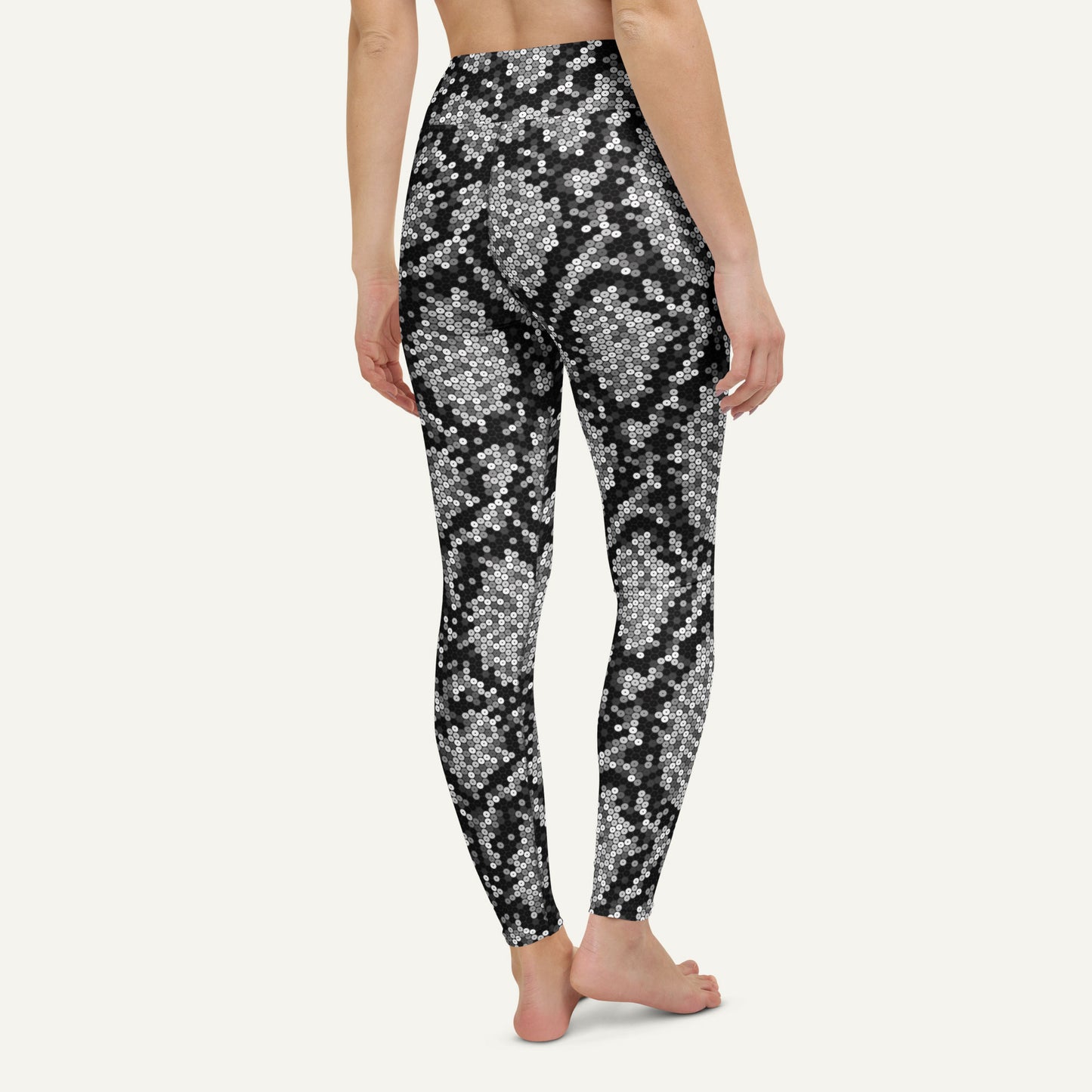 Silver Sequin Snakeskin High-Waisted Leggings