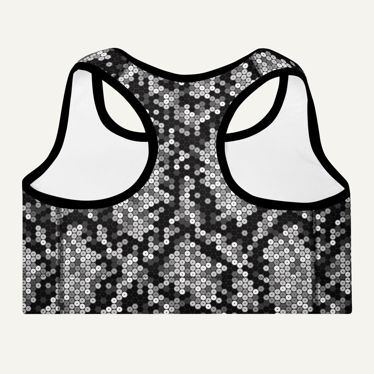 Silver Sequin Snakeskin Padded Sports Bra
