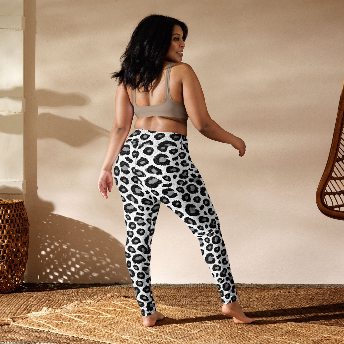 Snow Leopard Print High-Waisted Leggings