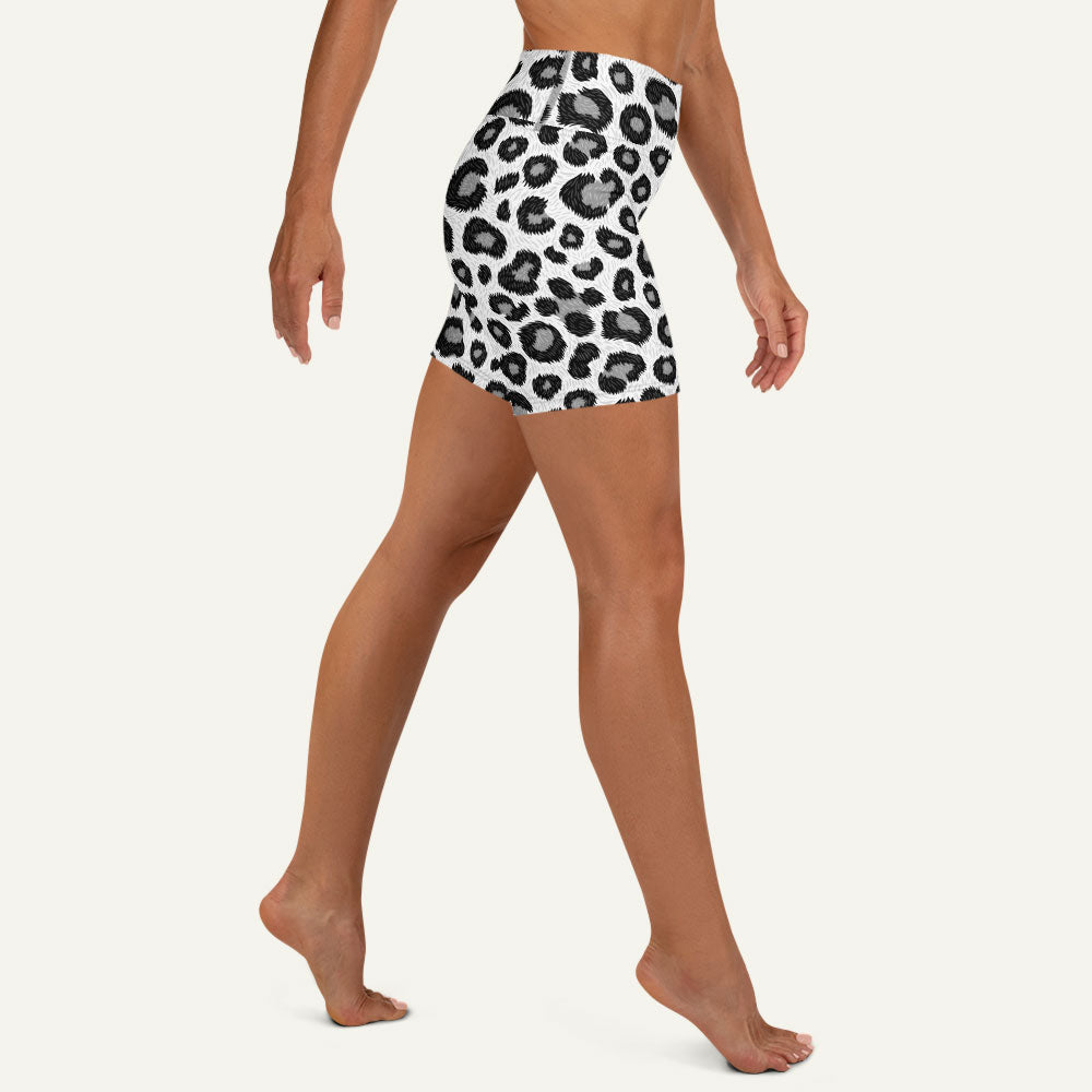 Snow Leopard Print High-Waisted Shorts