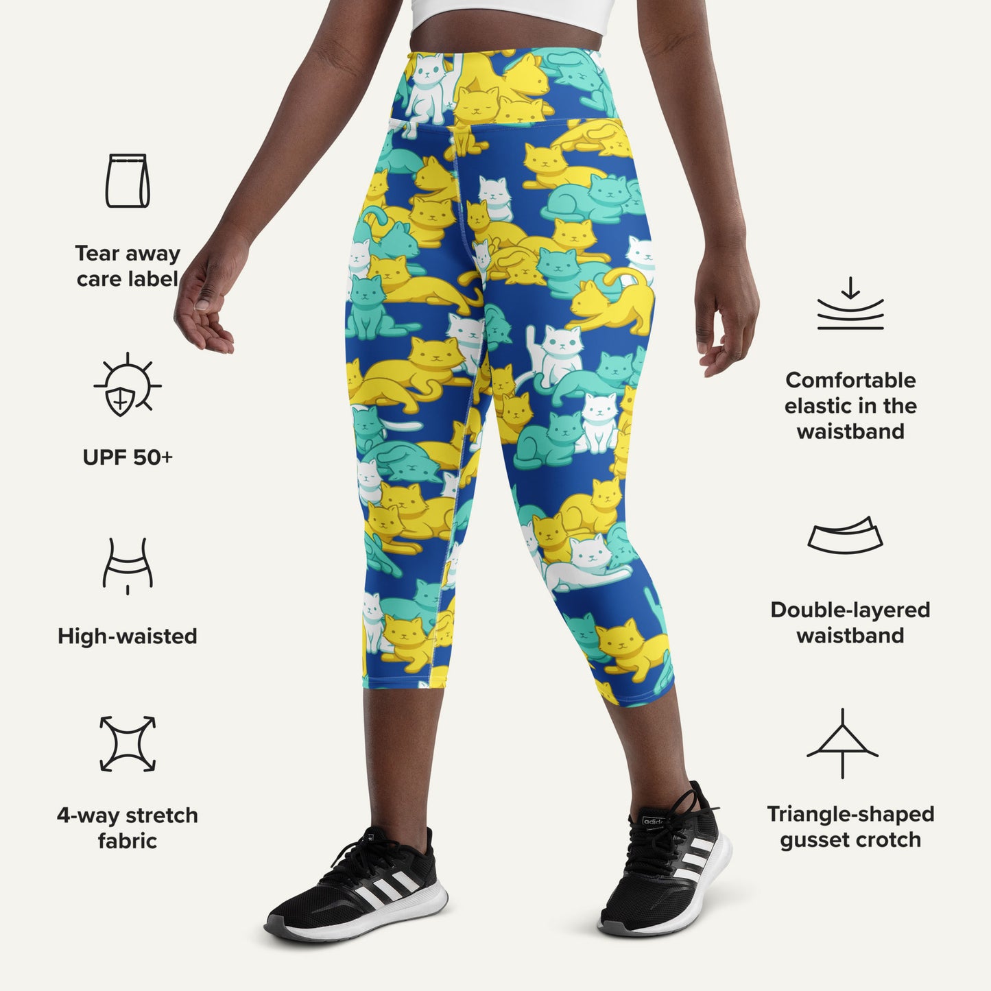 Summer Camo Cats Leopard High-Waisted Capri Leggings