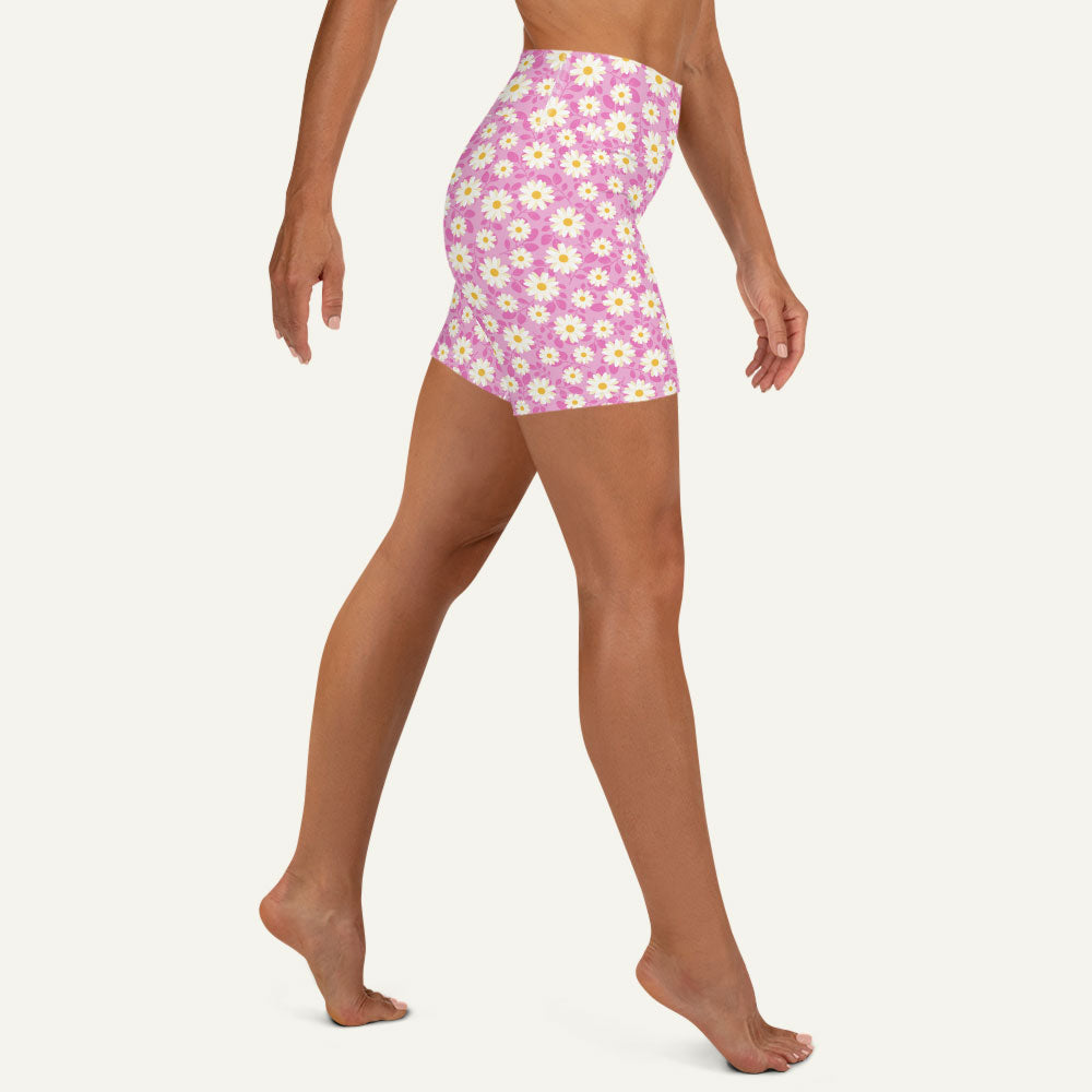 Summer Daisies Pink High-Waisted Shorts