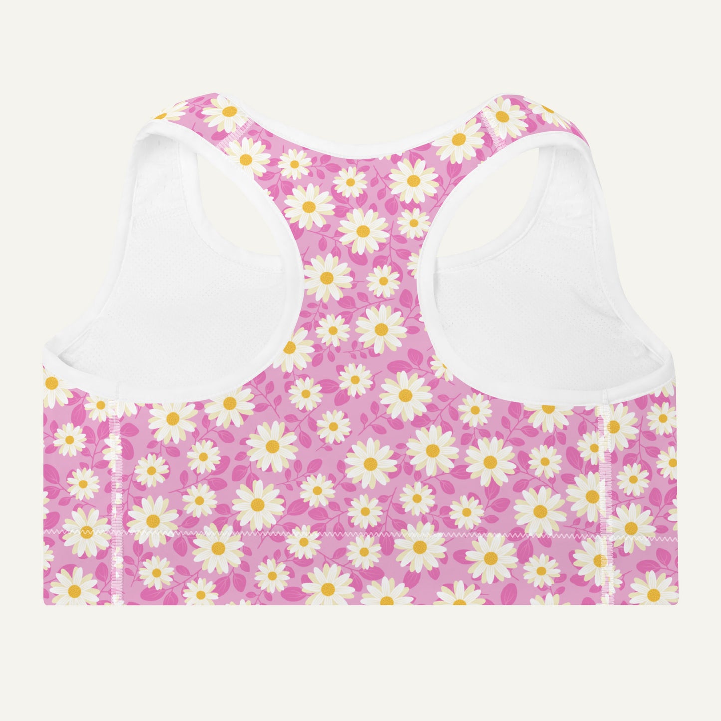 Summer Daisies Pink Padded Sports Bra
