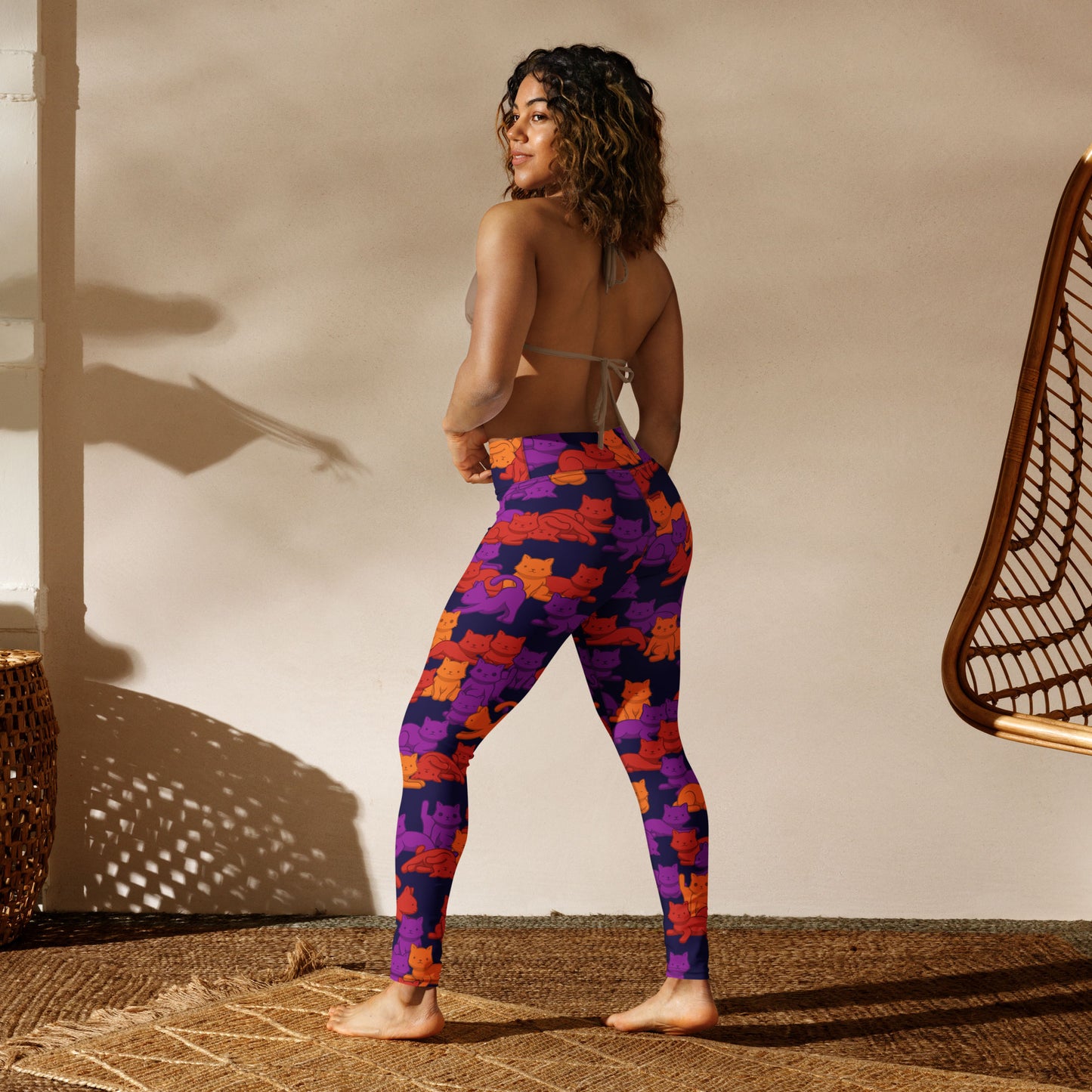 Sunset Camo Cats High-Waisted Leggings