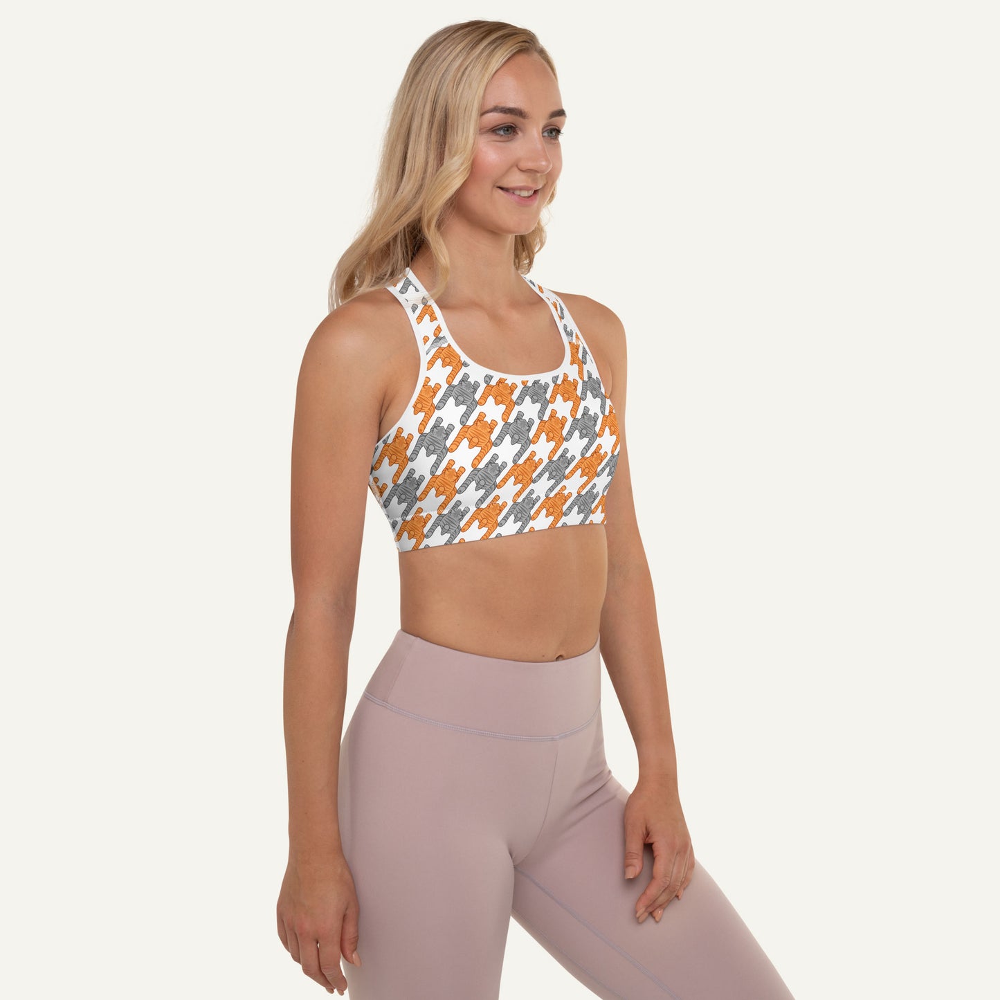 Tabby Cats Houndstooth Padded Sports Bra