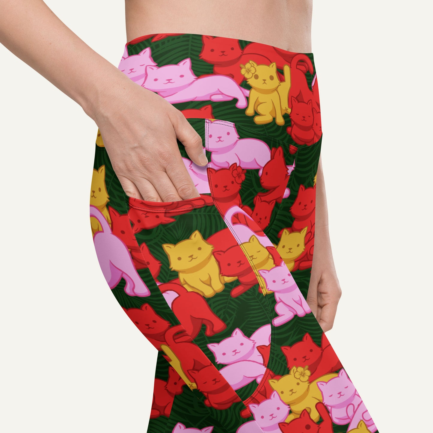 Tropical Camo Cats Pocket Leggings