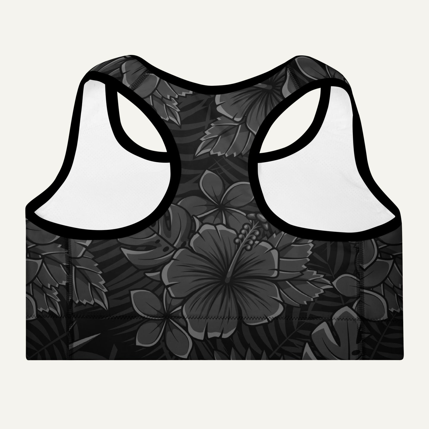 Black Tropical Florals Padded Sports Bra
